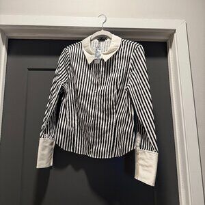 Black and white stripped collared dress shirt